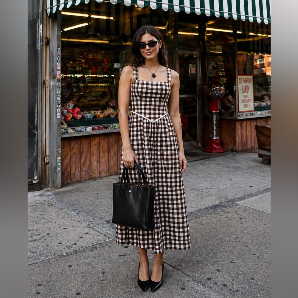 💜Firm Price💜 NWOT WAYF Plaid Drop-Waist Midi Dress